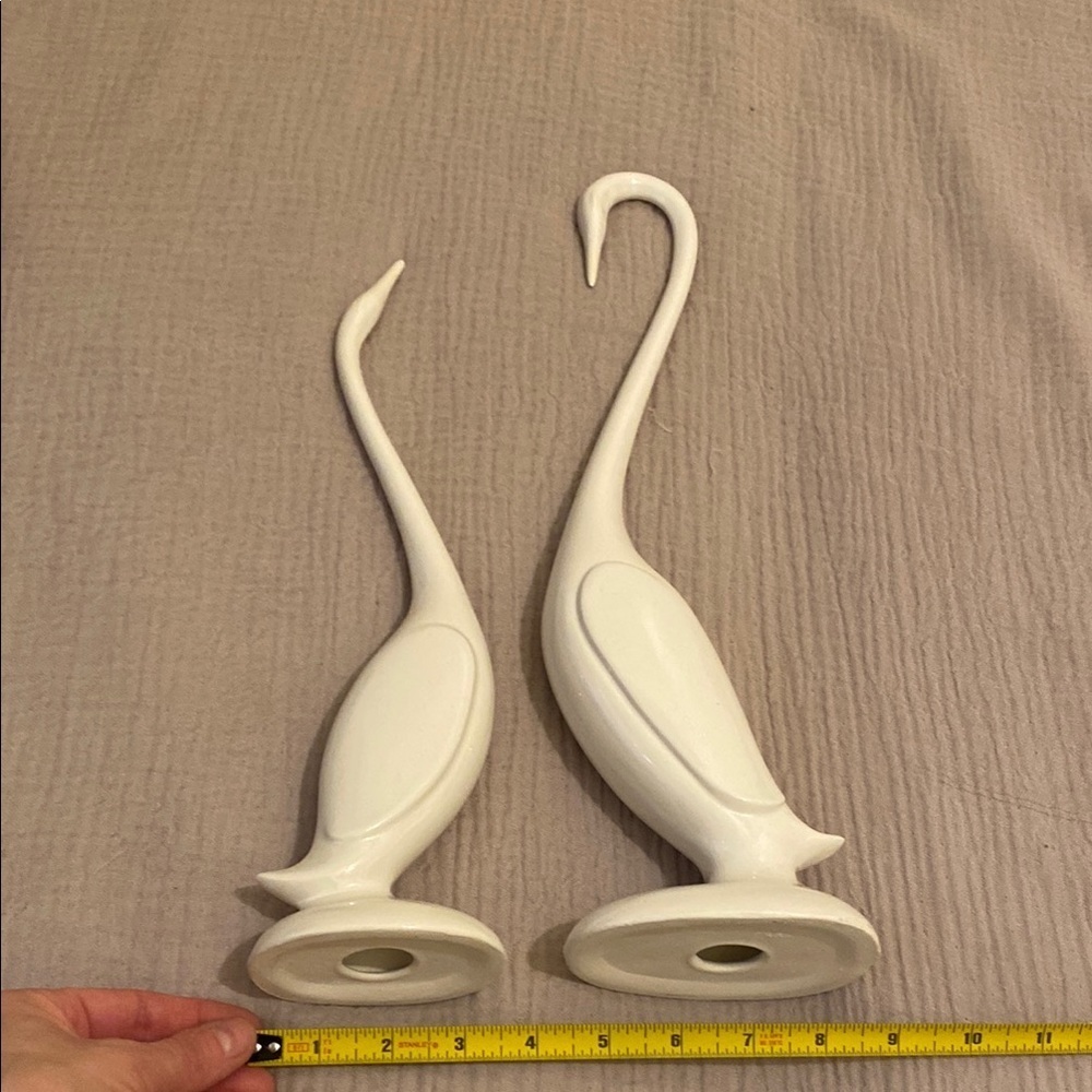 Elegant White Crane Birds Sculptures. Set 2 pieces - Picture 6 of 9